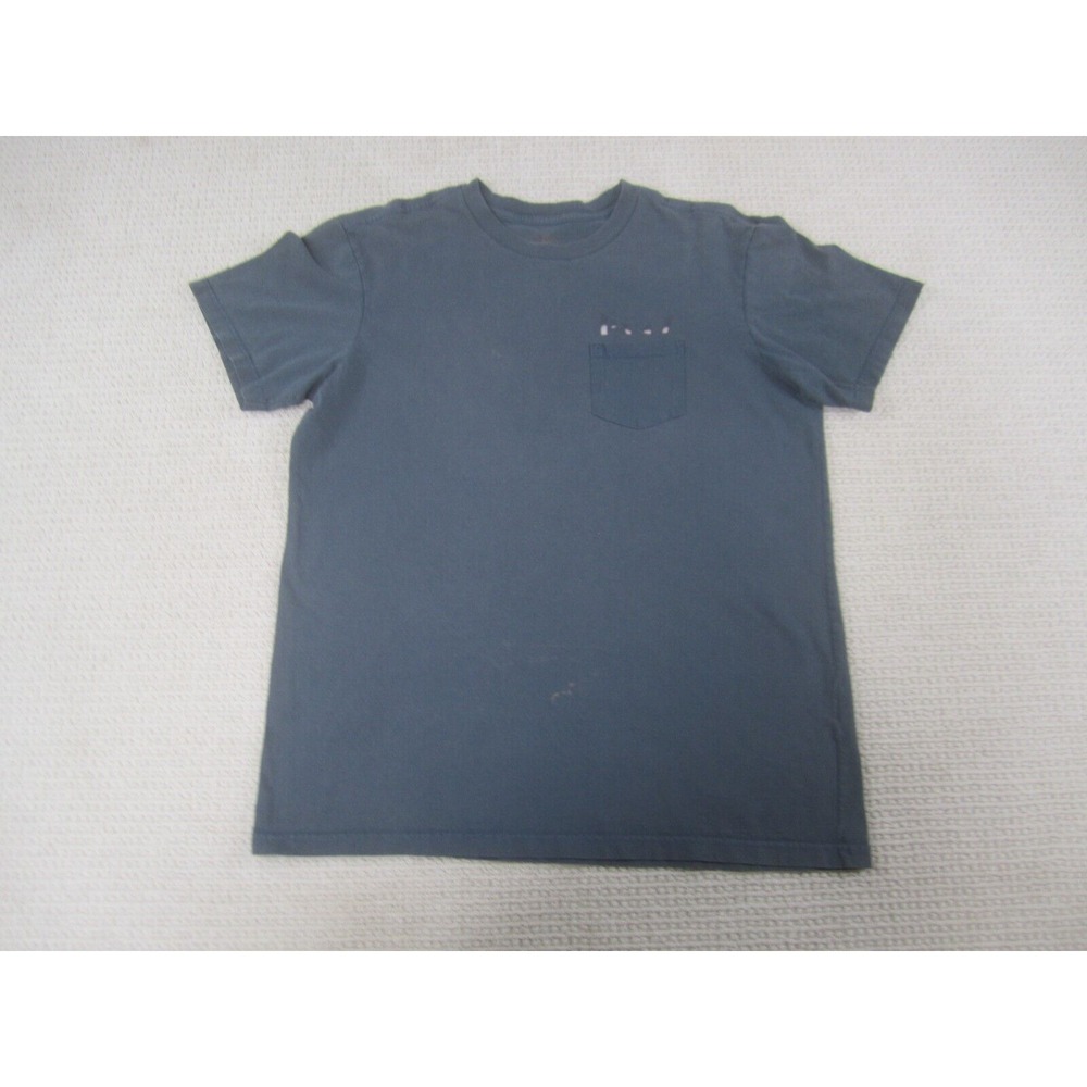 RVCA Shirt Adult Medium Blue Short Sleeve Graphic Print Logo‎ Crew Neck Cotton
